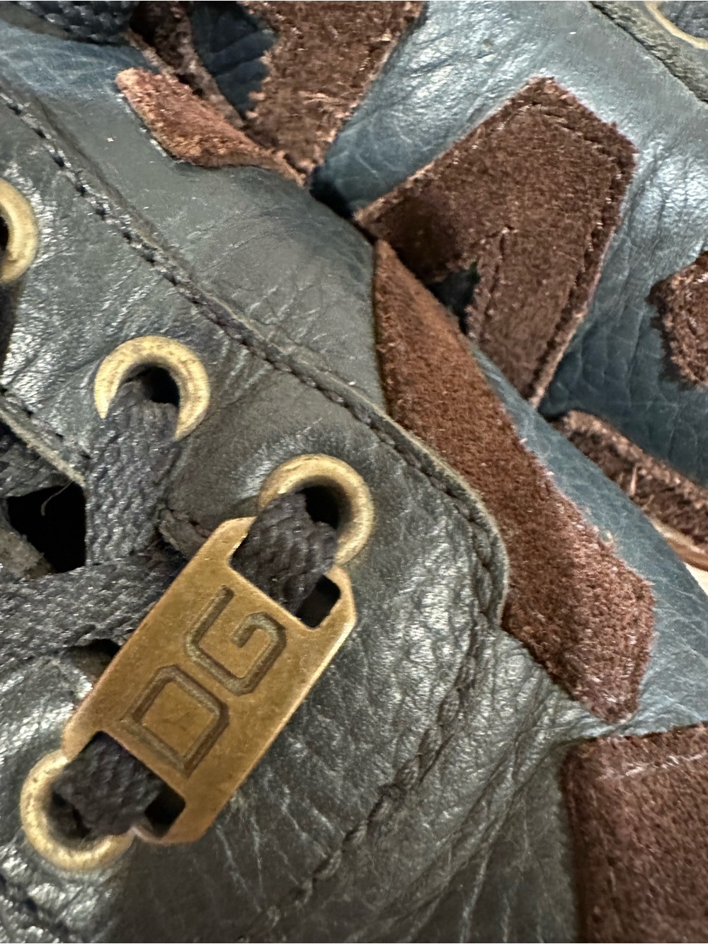 Dolce & Gabbana Leather Sneakers Brown Suede Logo Distressed Low Top Size 9.5 - Picture 4 of 9
